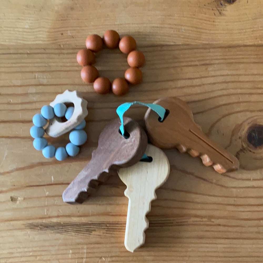 Wood and silicone teethers